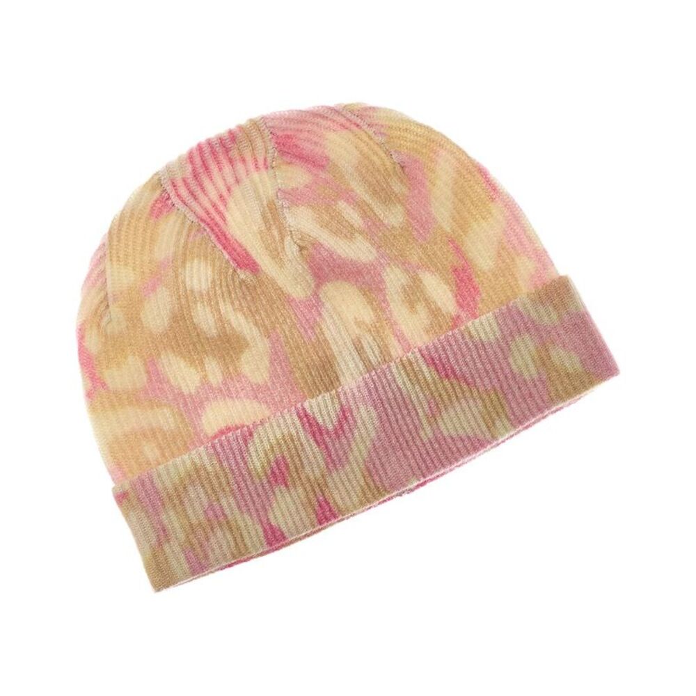 Brodie Cashmere Abstract Print Leopard Cashmere Beanie, White